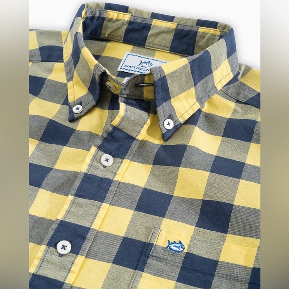 SOLD Southern Tide Spray Avenue Buffalo Check Long Sleeve Button Up Shirt Yellow - Picture 2 of 14